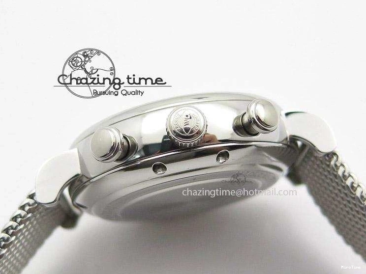 MIROTIME 0124 Portofino Chrono SS Black Dial on SS Mesh Bracelet A StreetReady 7399